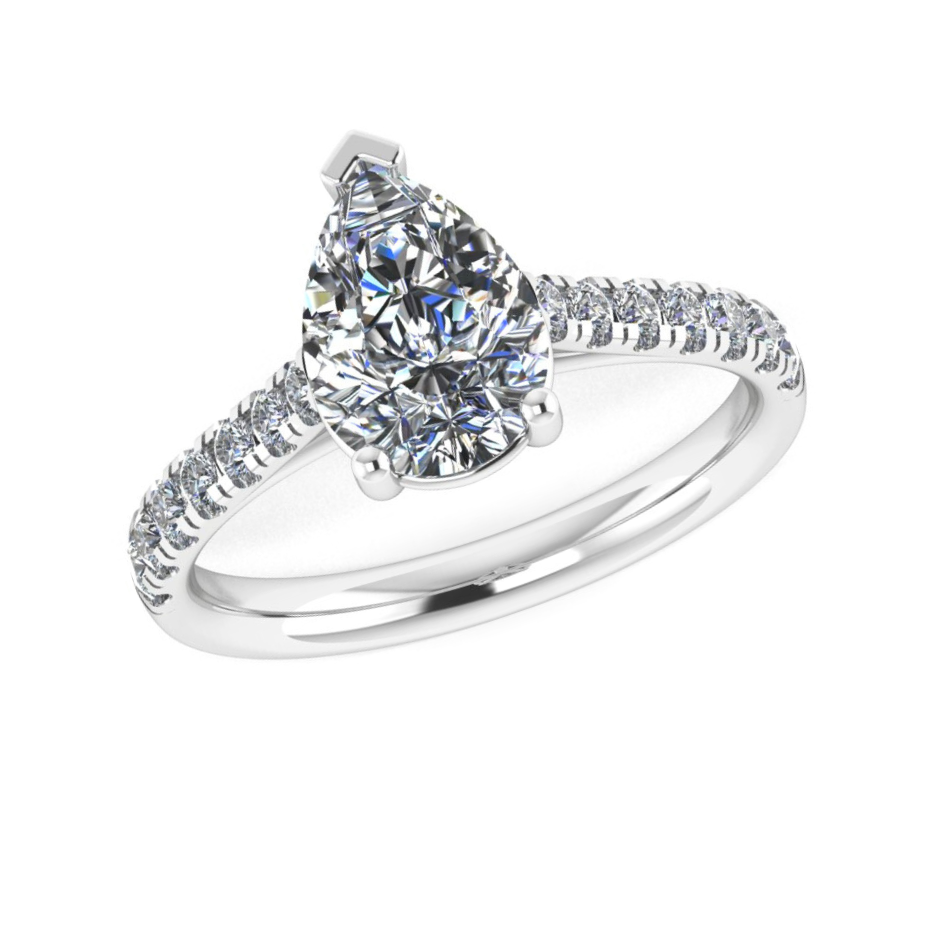 SOLANA Lab-Grown Classic Pear Cut Diamond Set Shoulders