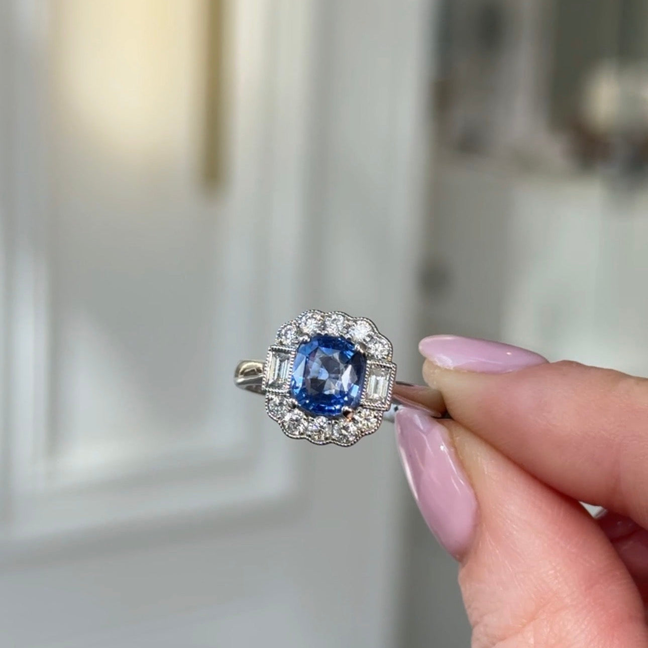 One of a kind: the cushion cut sapphire and diamond halo ring you need to see
