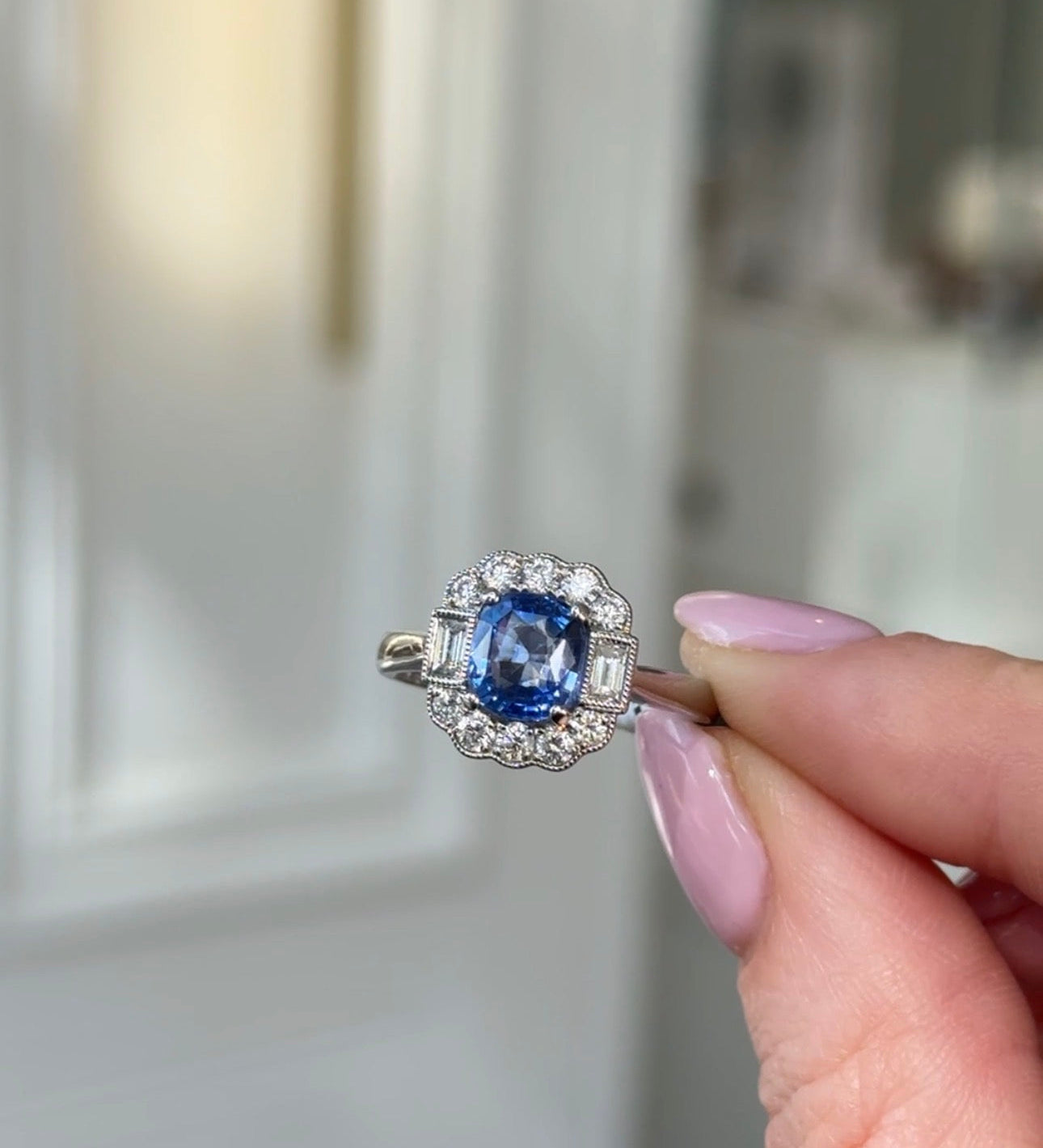 One of a kind: the cushion cut sapphire and diamond halo ring you need to see