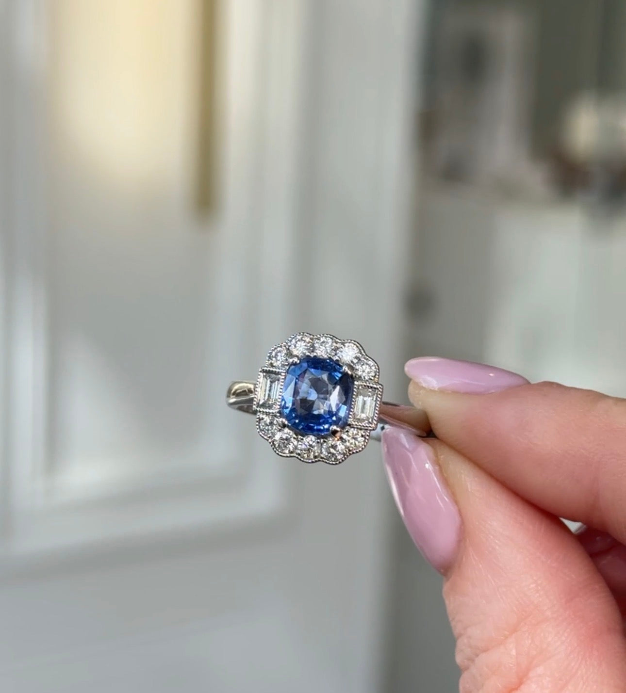 One of a kind: the cushion cut sapphire and diamond halo ring you need to see