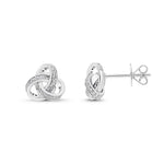 18ct Gold Diamond Knot Stud Earrings by Harrogate Jewellers, a modern interpretation of a classic design with 60 round brilliant-cut diamonds, perfect for engagement or wedding jewellery in Harrogate, Yorkshire.