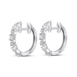 Fancy Hoop Diamond Earrings in 18ct white gold from Harrogate Jewellers, featuring a mix of claw and grain settings with round diamonds, perfect for bespoke jewellery lovers in Yorkshire.