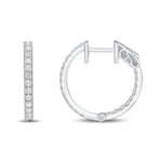 Classic Natural Diamond White Gold Hoop Earrings by Harrogate Jewellers, showcasing brilliant-cut Earth Mined Diamonds on a white background