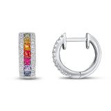 18ct Gold Multi Sapphire and Diamond Hoop Earrings