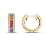18ct Gold Multi Sapphire and Diamond Hoop Earrings