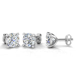 Harrogate Jewellers' Classic Round Brilliant Cut Solitaire Diamond Earrings 1.00ct in Platinum or White Gold, perfect for Earth Mined Diamonds and Bespoke Jewellery lovers in Yorkshire.