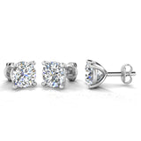 Harrogate Jewellers' Classic Round Brilliant Cut Solitaire Diamond Earrings 1.00ct in Platinum or White Gold, perfect for Earth Mined Diamonds and Bespoke Jewellery lovers in Yorkshire.