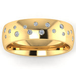 6mm Scattered Flush Set Diamond Band by Harrogate Jewellers, featuring natural Earth Mined Diamonds and available in platinum or white gold for bespoke Yorkshire jewellery.