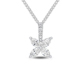 Marquise cut diamond flower drop pendant in white gold from Harrogate Jewellers, a bespoke piece of lab-grown diamond jewellery in Harrogate Yorkshire for weddings or engagements.