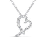 18ct White Gold Round Diamond Claw Set Heart Shaped Pendant