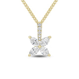 Marquise Cut Diamond Flower Drop Pendant Gold by Harrogate Jewellers, bespoke jewellery in Harrogate Yorkshire. Ideal lab grown diamond accessory for weddings.
