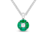 18ct Marquise Emerald and Diamond Cluster Pendant by Harrogate Jewellers, a luxury piece of bespoke jewellery from Yorkshire, perfect for engagement or wedding occasions, crafted in white gold.