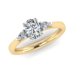 Gold ring with a diamond on a white background