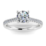 ISLA lab-grown round brilliant cut diamond engagement ring with set shoulders, crafted by Harrogate Jewellers in Yorkshire, set on white gold band, bespoke jewellery.