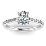 Harrogate Jewellers' lab-grown oval cut solitaire diamond engagement ring with set shoulders in platinum, a Yorkshire bespoke jewellery piece.