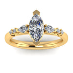 Marquise cut solitaire lab grown diamond ring with mixed cut diamond shoulders by Harrogate Jewellers, a bespoke piece for engagement or wedding in Yorkshire.