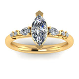 Marquise cut solitaire lab grown diamond ring with mixed cut diamond shoulders by Harrogate Jewellers, a bespoke piece for engagement or wedding in Yorkshire.