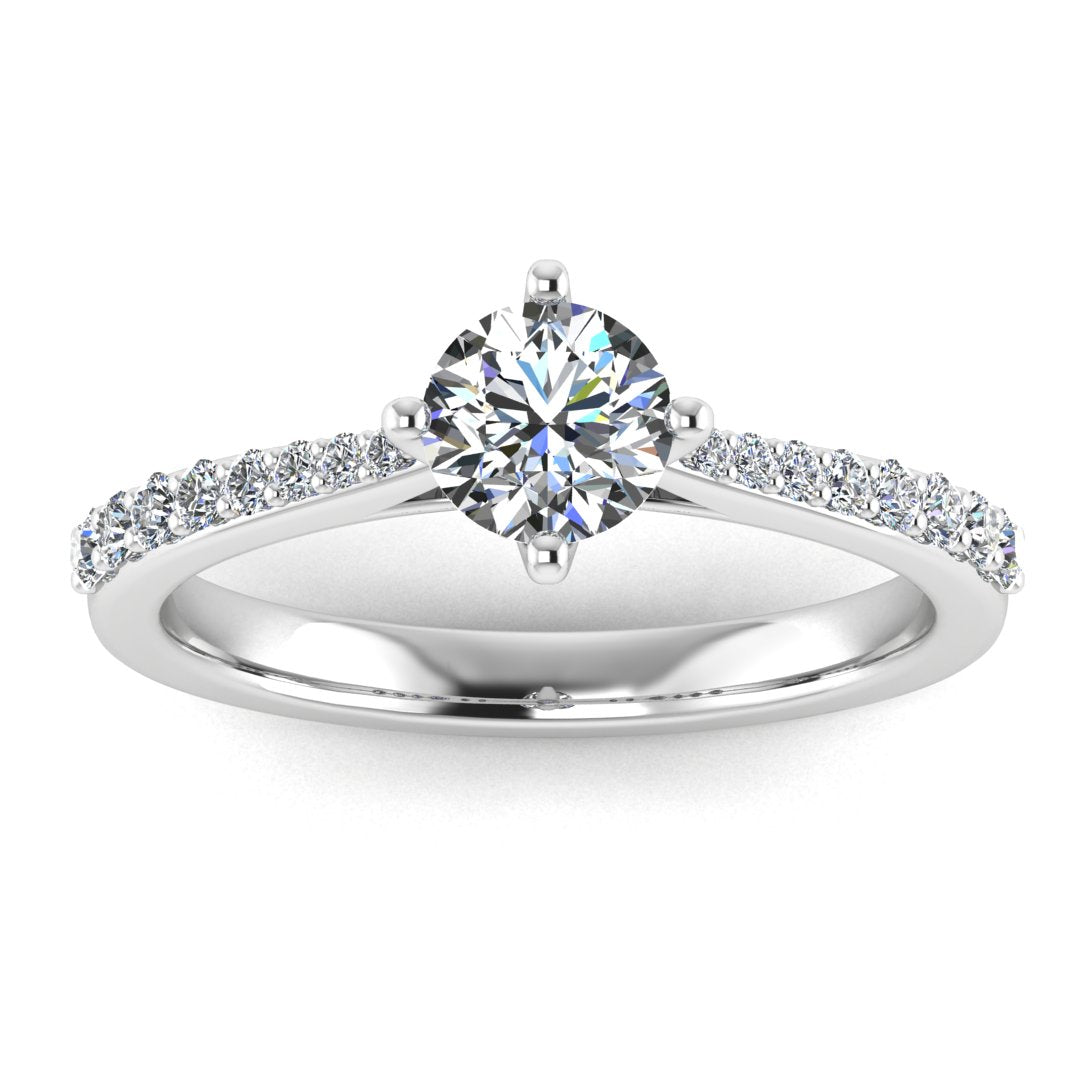 Harrogate Jewellers' MELODY engagement ring featuring a 1.00ct round brilliant cut lab-grown diamond, halo design and platinum band, ideal for Yorkshire bespoke jewellery lovers.