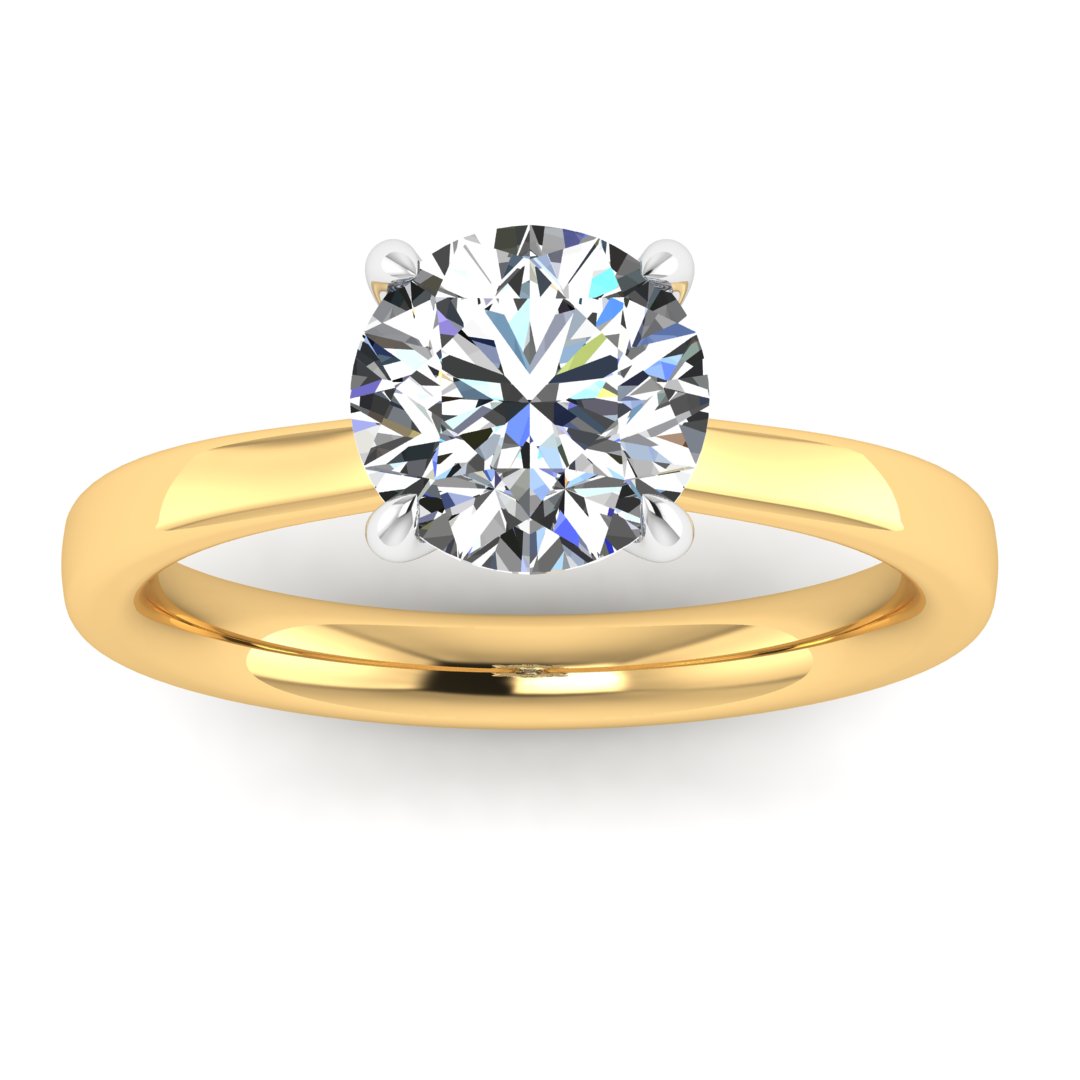 Harrogate Jewellers' EMILIA engagement ring featuring a lab-grown round brilliant cut diamond under halo, set in platinum, bespoke jewellery from Yorkshire.