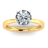 Harrogate Jewellers' EMILIA engagement ring featuring a lab-grown round brilliant cut diamond under halo, set in platinum, bespoke jewellery from Yorkshire.