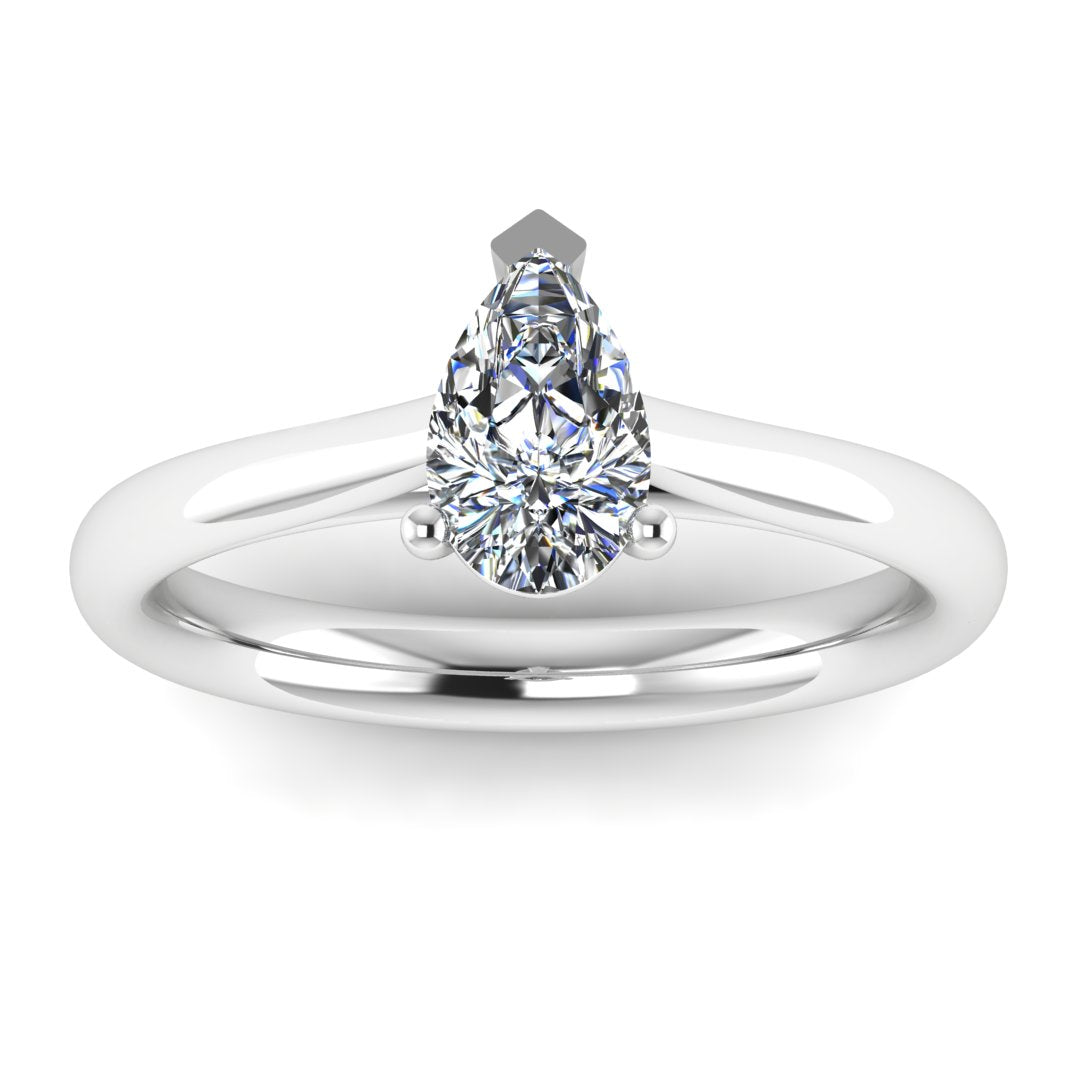 ARYA Lab-Grown Classic Pear Cut Solitaire Ring by Harrogate Jewellers, a platinum engagement ring with bespoke Yorkshire jewellery design featuring a brilliant Earth Mined Diamond.