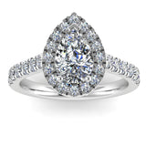 LUNA Lab-Grown Pear Cut Diamond Halo Ring by Harrogate Jewellers, a white gold bespoke jewellery piece, perfect for engagement or wedding in Yorkshire.