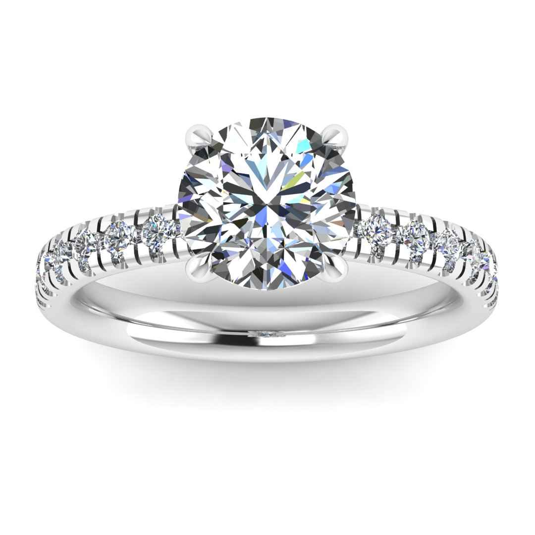 Harrogate Jewellers' SERENA Lab-Grown Classic Round Brilliant Cut Hidden Diamond Halo Ring, platinum band with exquisite diamond detailing, Yorkshire bespoke jewellery.