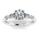 Harrogate Jewellers' LILLIAN round brilliant cut solitaire, lab grown diamond engagement ring with mixed cut diamond shoulders on a platinum band