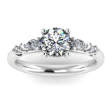 Harrogate Jewellers' LILLIAN round brilliant cut solitaire, lab grown diamond engagement ring with mixed cut diamond shoulders on a platinum band