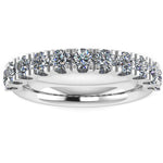 Bespoke Harrogate Jewellers platinum band with a row of uniform, brilliantly cut laboratory grown diamonds, perfect for an elegant Yorkshire wedding.