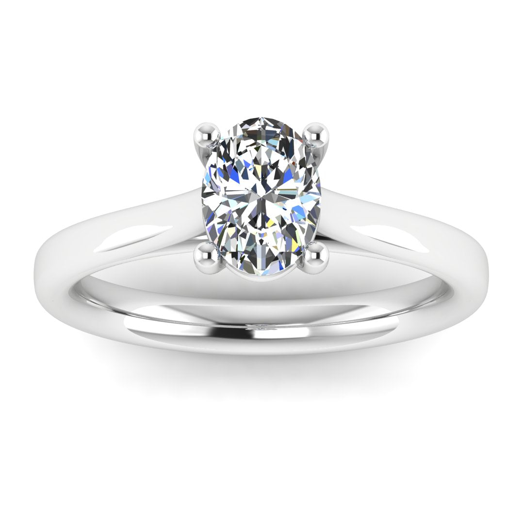 Harrogate Jewellers' WILLOW Lab-Grown Classic Oval Cut Solitaire Ring featuring a sparkling, high quality, laboratory grown diamond on a platinum band, ideal for bespoke Yorkshire weddings.