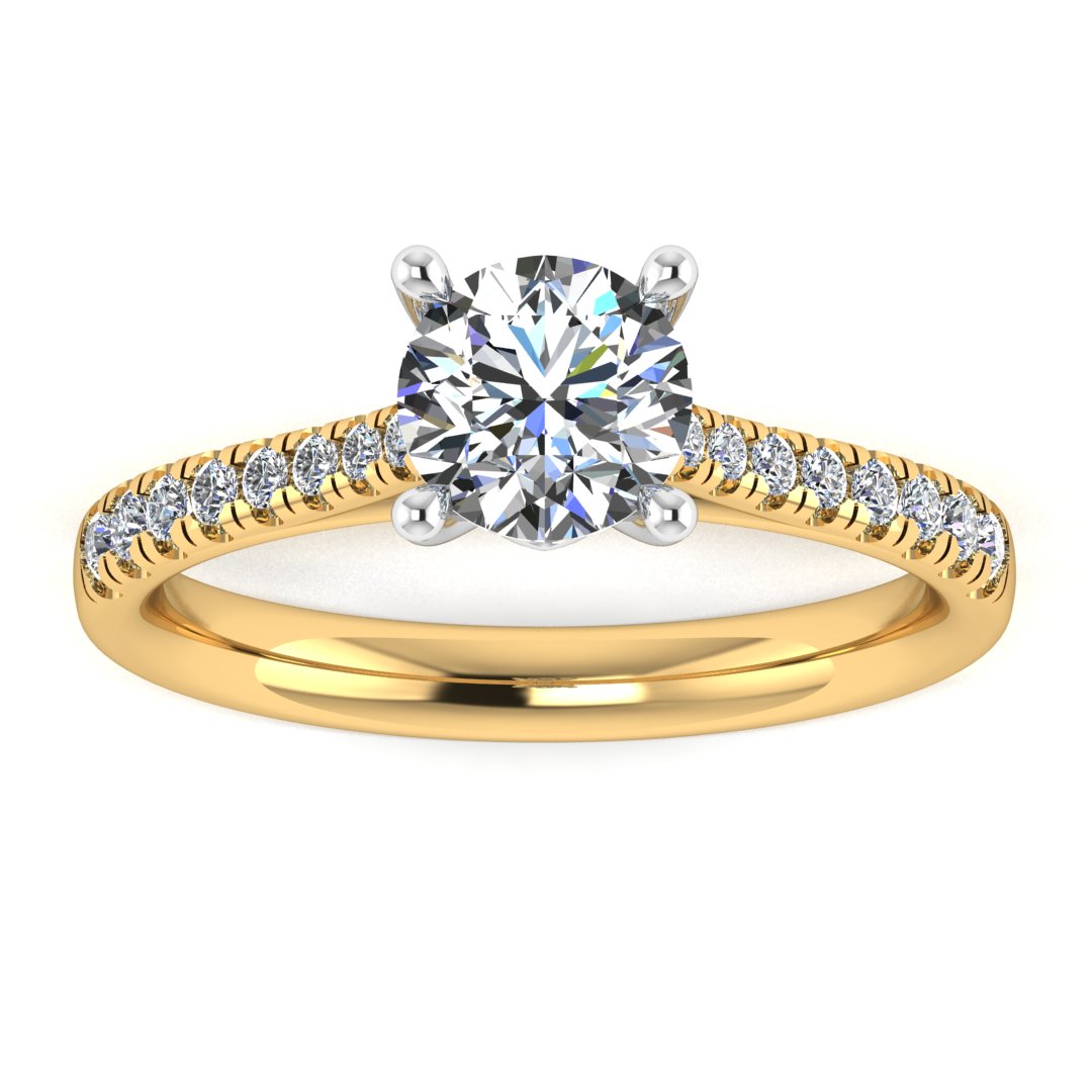 Harrogate Jewellers' ISLA classic round brilliant cut lab-grown diamond ring with diamond set shoulders in white gold, perfect for Yorkshire bespoke jewellery seekers.