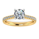 Harrogate Jewellers' ISLA classic round brilliant cut lab-grown diamond ring with diamond set shoulders in white gold, perfect for Yorkshire bespoke jewellery seekers.