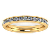 Round Brilliant Cut Channel Set Yellow Gold Diamond Ring 2mm