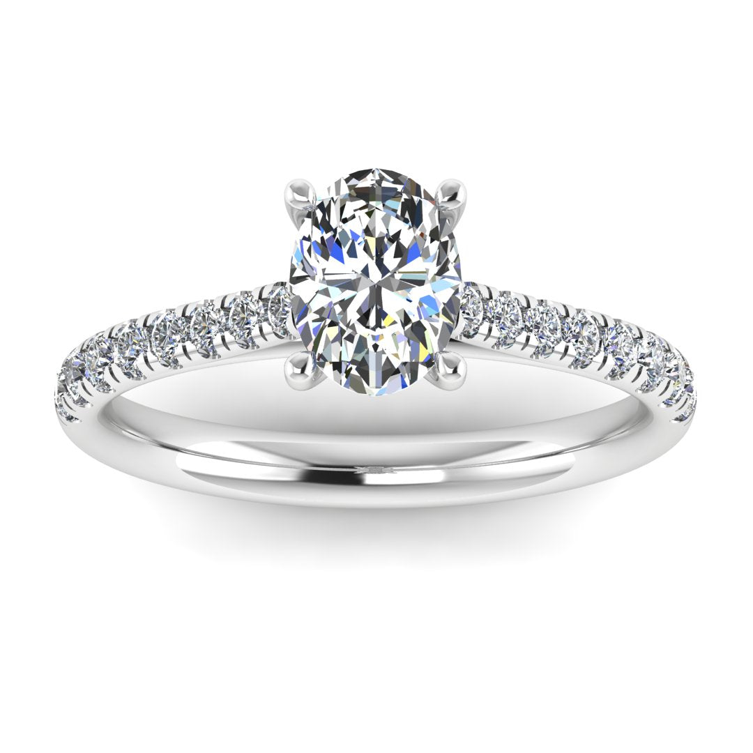 Harrogate Jewellers' MARIE Lab-Grown Classic Round Brilliant Cut Diamond Set Shoulders ring, showcasing a platinum band with exquisite diamond detailing, perfect for bespoke Yorkshire engagement rings.