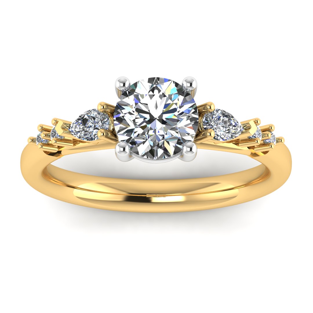 Harrogate Jewellers' LILLIAN Lab Grown Round Brilliant Cut Solitaire ring with Mixed Cut Diamond Shoulders, engagement rings Harrogate Yorkshire, Earth Mined Diamonds Wedding Rings, bespoke jewellery