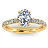 Harrogate Jewellers' HOLLY - Lab-Grown Oval Cut Hidden Diamond Halo Ring, a stunning engagement ring with a central oval diamond and halo of smaller diamonds on a white gold band, perfect for Yorkshire bespoke jewellery seekers.