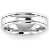 Gents Platinum Polished Groove Edge 5mm Wedding Ring