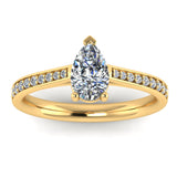 ROWENNA - Lab Grown Pear Cut Solitaire Diamond Set Shoulders Ring