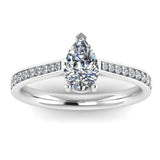 ROWENNA - Lab Grown Pear Cut Solitaire Diamond Set Shoulders Ring