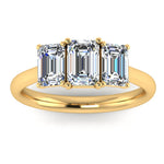 Harrogate Jewellers' TAYLOR lab-grown emerald cut diamond trilogy ring in white gold, reflecting bespoke Yorkshire craftsmanship and sustainable luxury.