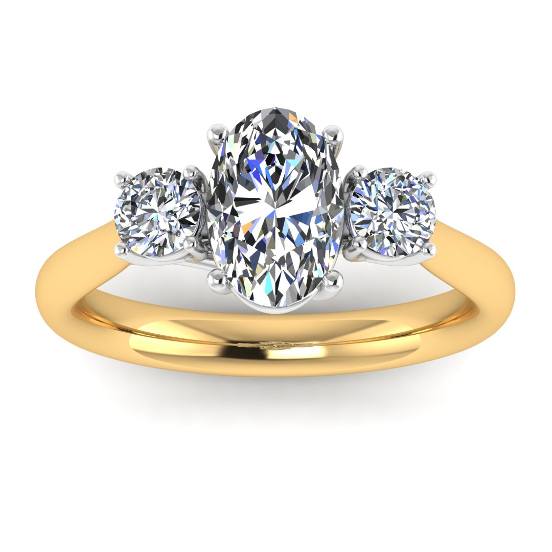Harrogate Jewellers' GEORGIE engagement ring featuring a lab grown oval diamond trilogy set in white gold, bespoke jewellery in Harrogate, Yorkshire.