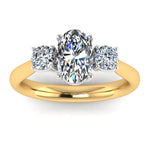 Harrogate Jewellers' GEORGIE engagement ring featuring a lab grown oval diamond trilogy set in white gold, bespoke jewellery in Harrogate, Yorkshire.