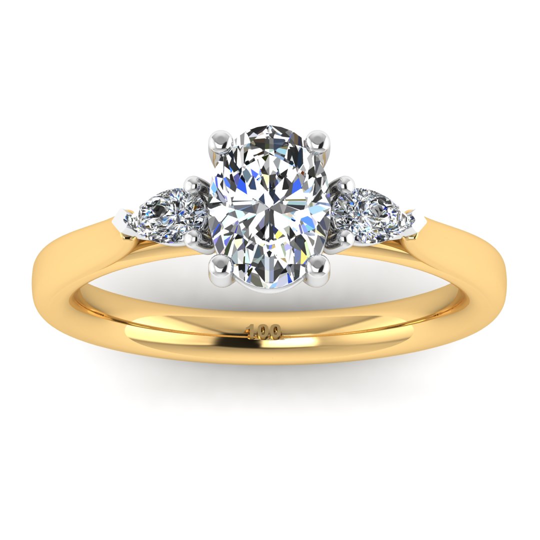 Harrogate Jewellers' elegant oval and pear cut diamond trilogy ring, 1.22ct, crafted in white gold, perfect for engagement or bespoke jewellery in Harrogate, Yorkshire.