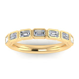 Emerald Cut Rubover Eternity 7-Stone Diamond Ring by Harrogate Jewellers, showcasing natural Earth Mined Diamonds on a gold band, perfect for Yorkshire bespoke jewellery lovers.