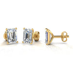 Classic Emerald Cut Solitaire Diamond Earrings 1.00ct by Harrogate Jewellers, set in 18ct yellow or white gold, perfect for Earth Mined Diamond Wedding Rings in Yorkshire.