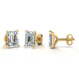 Classic Emerald Cut Solitaire Diamond Earrings 1.00ct by Harrogate Jewellers, set in 18ct yellow or white gold, perfect for Earth Mined Diamond Wedding Rings in Yorkshire.