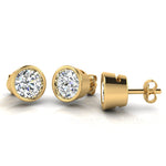 Round Brilliant Cut Solitaire Diamond Rubover Earrings by Harrogate Jewellers, 0.80ct total, showcasing natural Earth Mined Diamonds set in 18ct white gold, ideal for Yorkshire bespoke jewellery seekers.