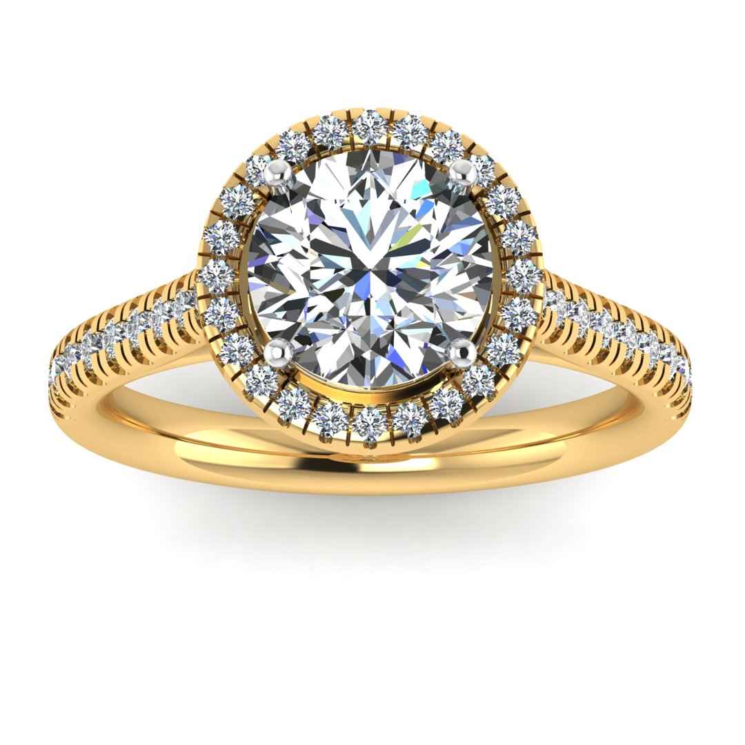Harrogate Jewellers' DELPHINE lab-grown diamond ring with a classic round brilliant cut halo design, set in white gold, perfect for bespoke Yorkshire weddings.