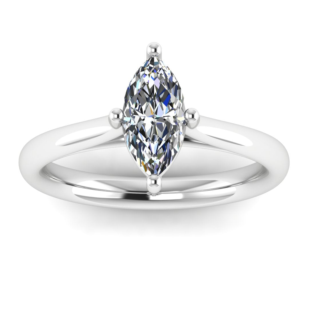 Harrogate Jewellers' BONNIE - Lab-Grown Classic Marquise Cut Solitaire Ring, platinum band with brilliant-cut diamond, ideal for Yorkshire bespoke jewellery lovers.